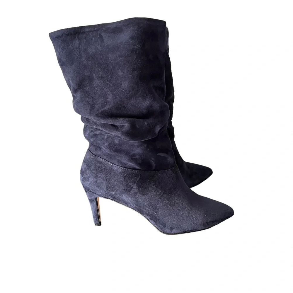 Andrea Carrano RICCIA NAVY SUEDE Mid-Calf Bootie Women’s Size 7.5 - Picture 4 of 12